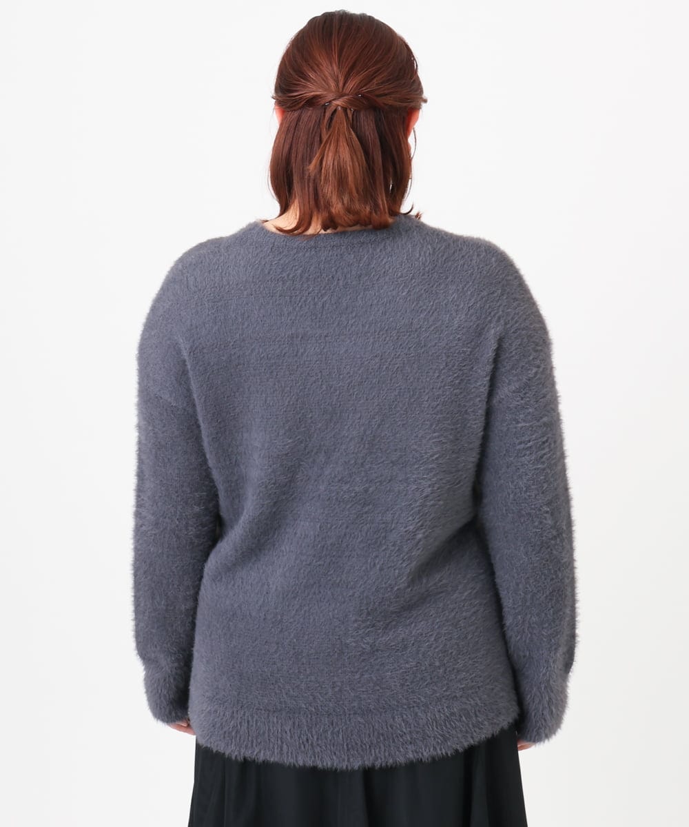 OLFBD19069 eur3(エウルキューブ) 【WEB先行販売】【大きいサイズ/a.v.v×eur3】フェザーヤーンVネックニット ダークグレー(93)