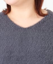 OLFBD19069 eur3(エウルキューブ) 【WEB先行販売】【大きいサイズ/a.v.v×eur3】フェザーヤーンVネックニット ダークグレー(93)