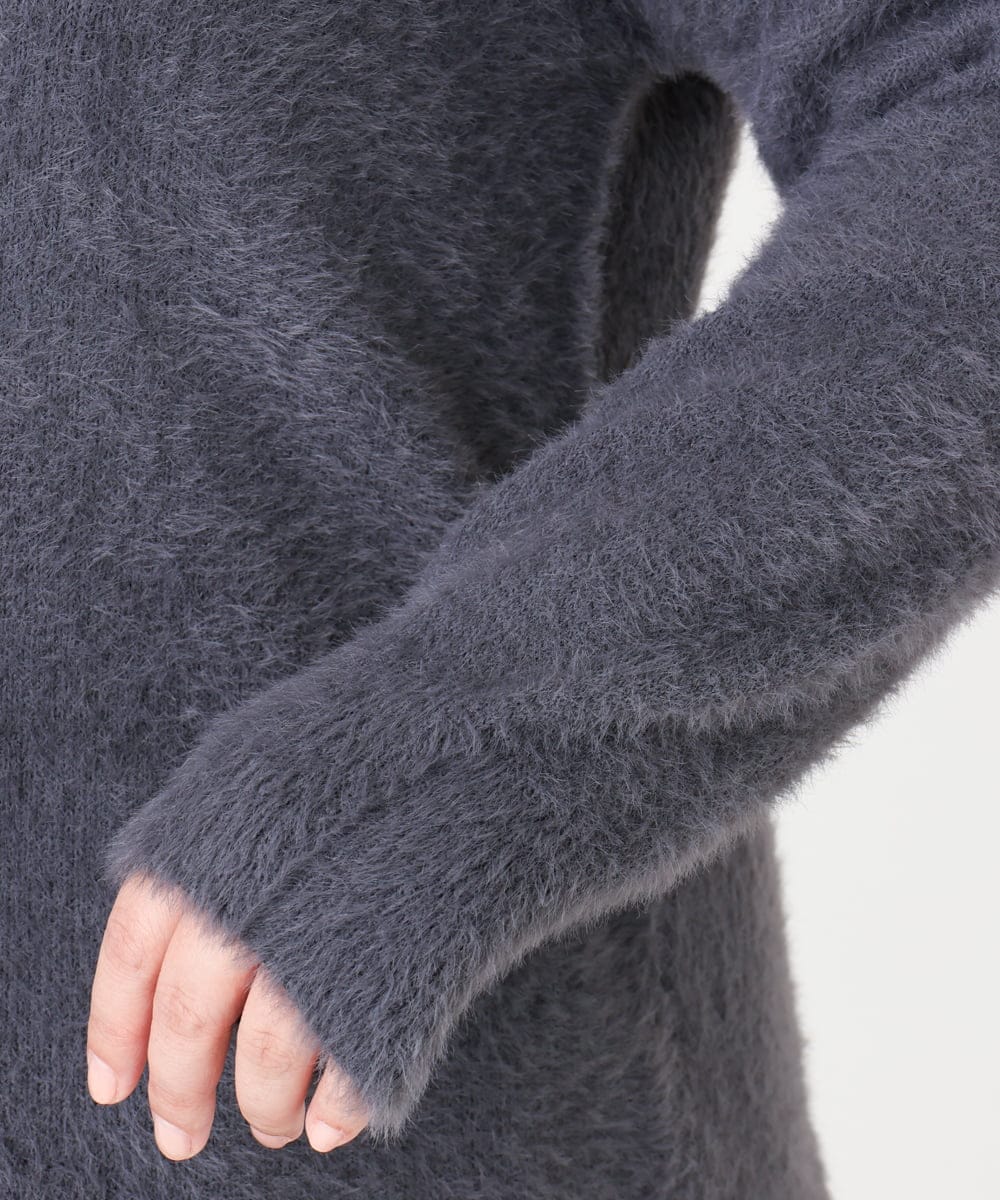 OLFBD19069 eur3(エウルキューブ) 【WEB先行販売】【大きいサイズ/a.v.v×eur3】フェザーヤーンVネックニット ダークグレー(93)