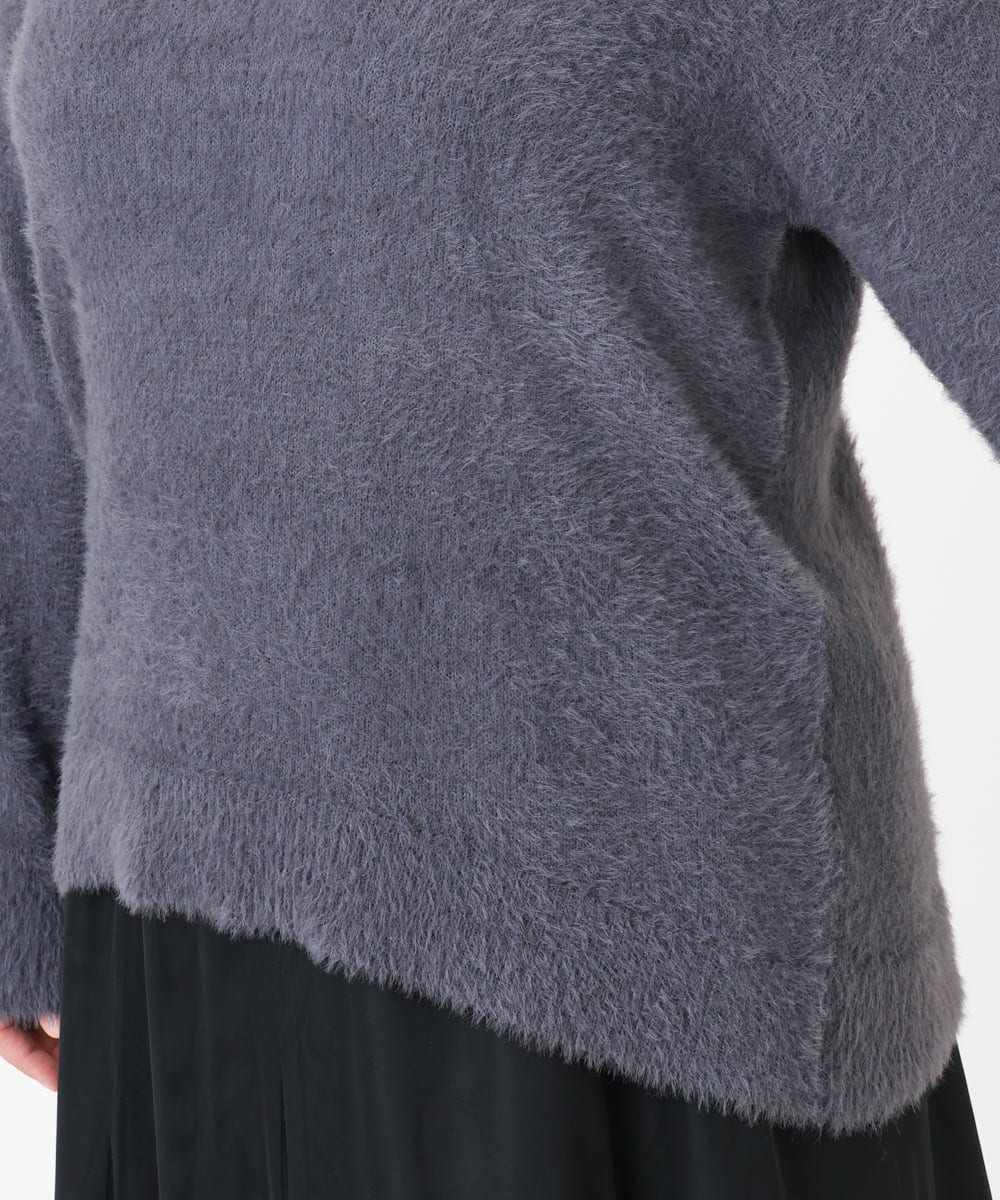 OLFBD19069 eur3(エウルキューブ) 【WEB先行販売】【大きいサイズ/a.v.v×eur3】フェザーヤーンVネックニット ダークグレー(93)