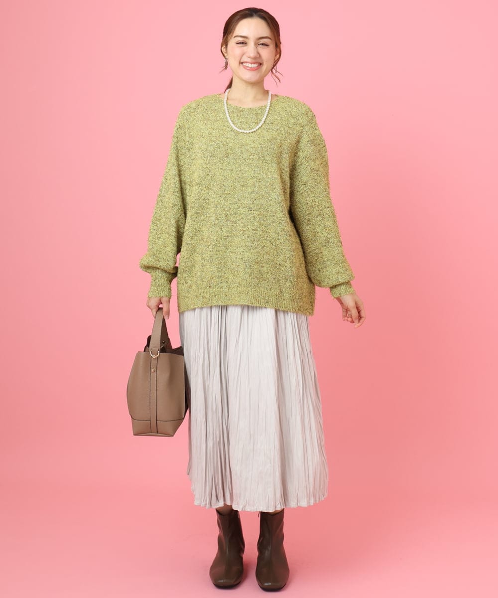 OLFBD20119 eur3(エウルキューブ) 【WEB先行販売】【大きいサイズ】ミックスヤーンニット イエロー(25)