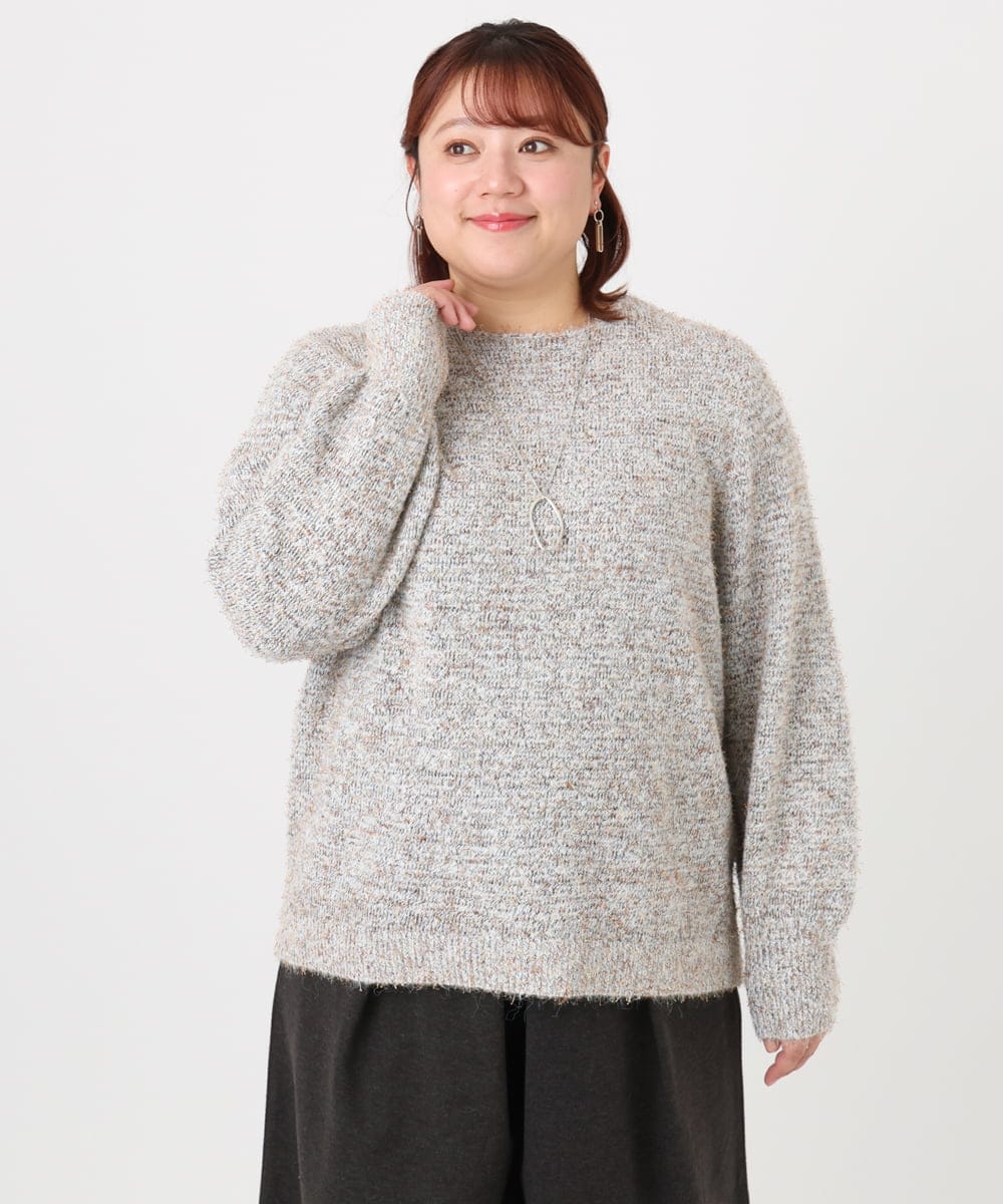 OLFBD20119 eur3(エウルキューブ) 【WEB先行販売】【大きいサイズ】ミックスヤーンニット ホワイト(90)