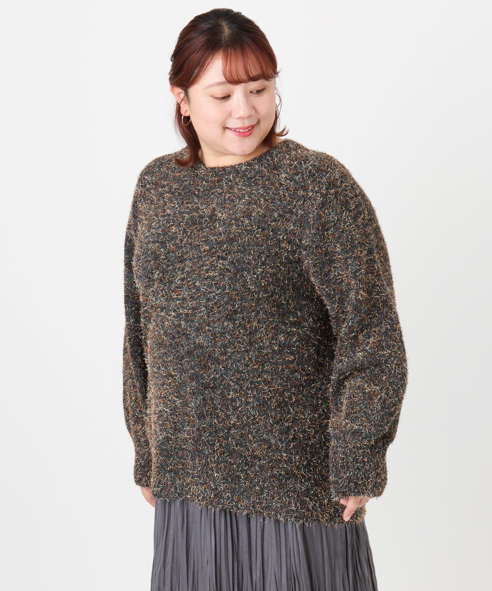 OLFBD20119 eur3(エウルキューブ) 【WEB先行販売】【大きいサイズ】ミックスヤーンニット ダークグレー(93)