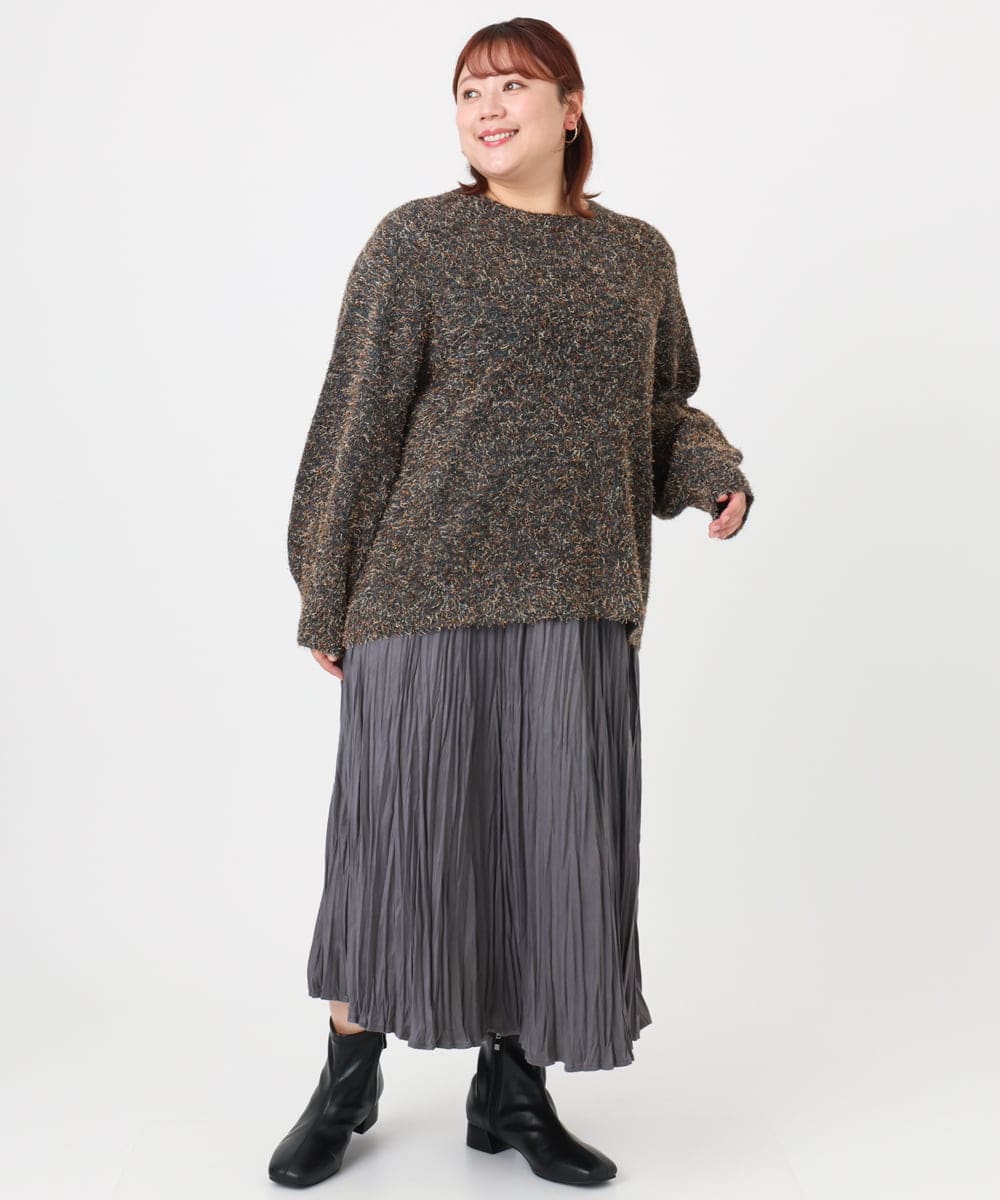 OLFBD20119 eur3(エウルキューブ) 【WEB先行販売】【大きいサイズ】ミックスヤーンニット ダークグレー(93)