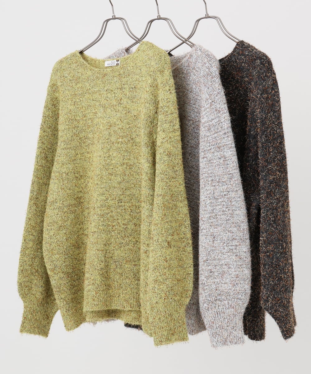 OLFBD20119 eur3(エウルキューブ) 【WEB先行販売】【大きいサイズ】ミックスヤーンニット ダークグレー(93)