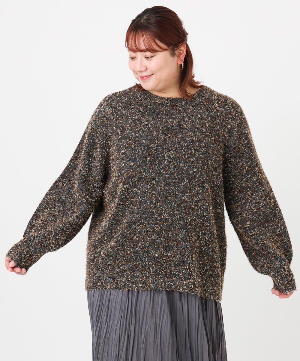 OLFBD20119 eur3(エウルキューブ) 【WEB先行販売】【大きいサイズ】ミックスヤーンニット ダークグレー(93)