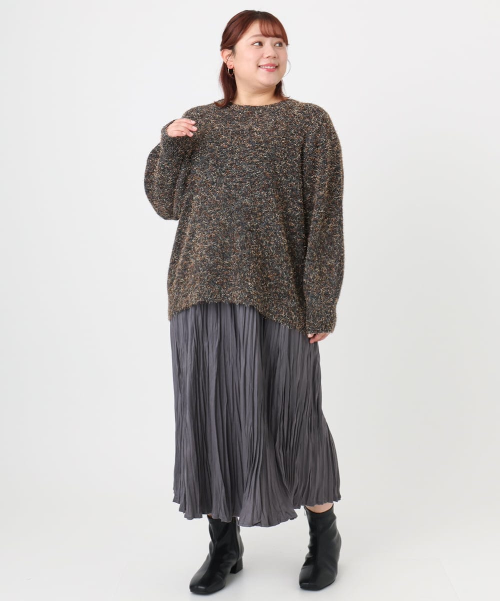 OLFBD20119 eur3(エウルキューブ) 【WEB先行販売】【大きいサイズ】ミックスヤーンニット ダークグレー(93)