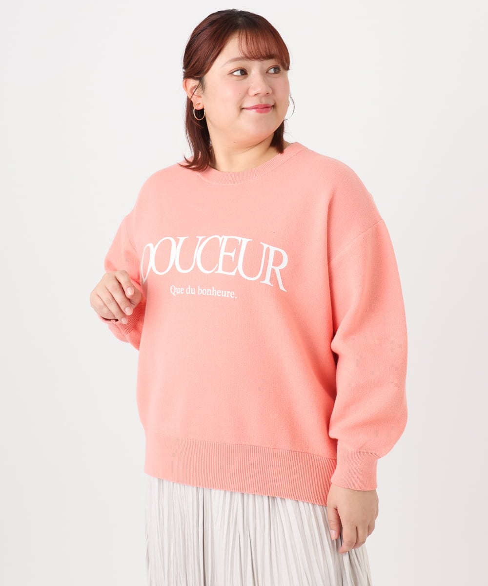 OLFBD22089 eur3(エウルキューブ) 【WEB先行販売】【大きいサイズ】ロゴスウェットライクニット オレンジ(15)