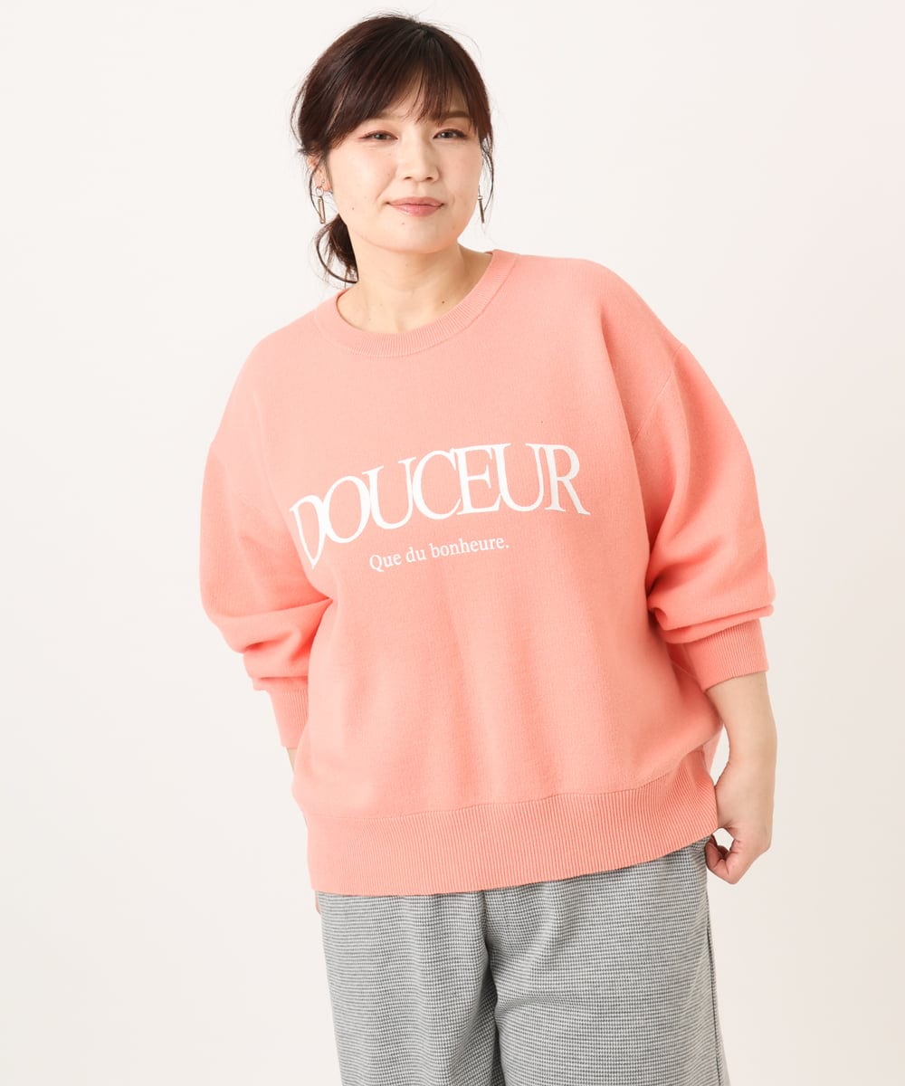 OLFBD22089 eur3(エウルキューブ) 【WEB先行販売】【大きいサイズ】ロゴスウェットライクニット オレンジ(15)