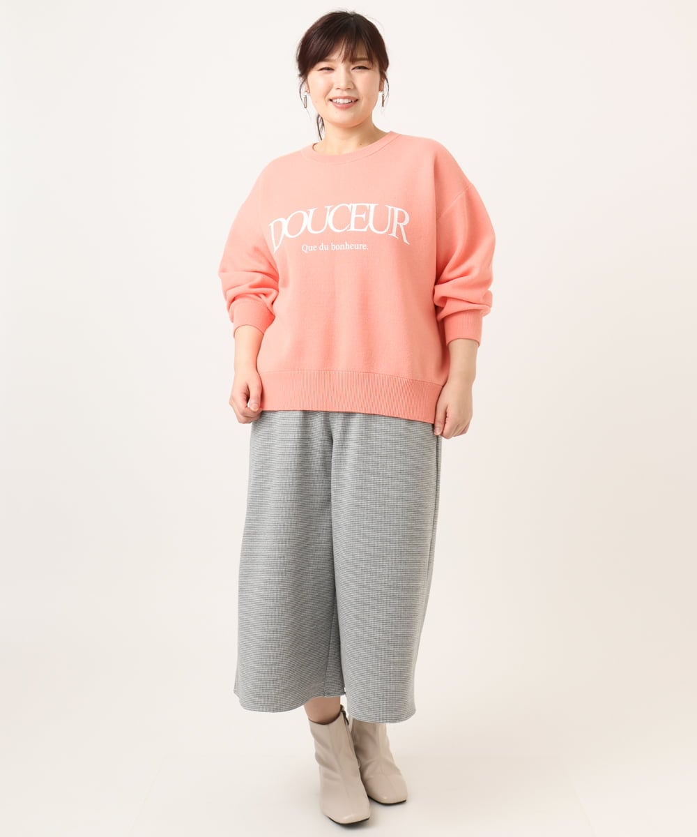 OLFBD22089 eur3(エウルキューブ) 【WEB先行販売】【大きいサイズ】ロゴスウェットライクニット オレンジ(15)