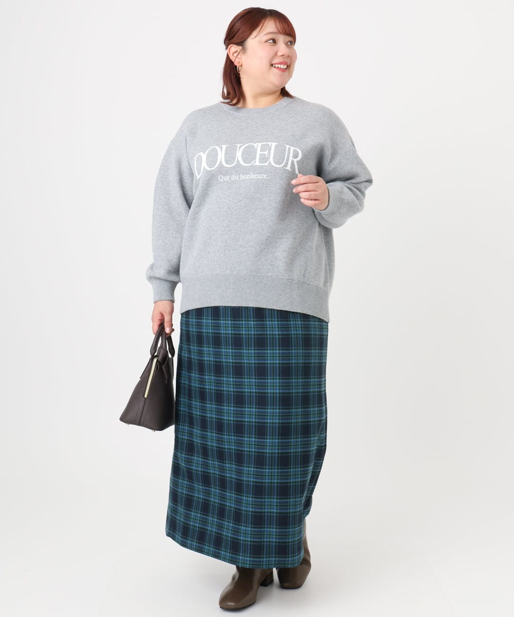 OLFBD22089 eur3(エウルキューブ) 【WEB先行販売】【大きいサイズ】ロゴスウェットライクニット グレー(92)