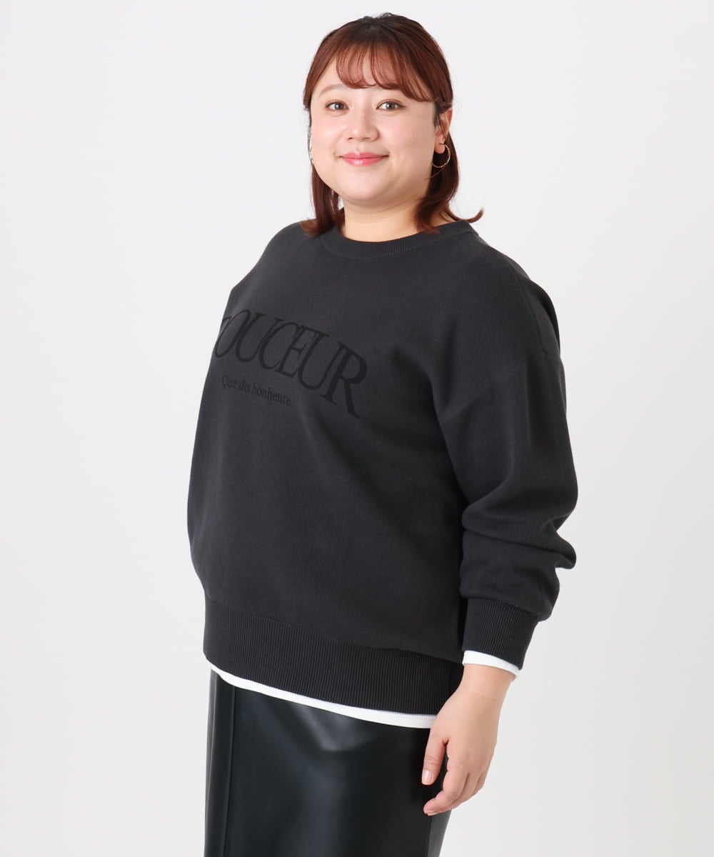 OLFBD22089 eur3(エウルキューブ) 【WEB先行販売】【大きいサイズ】ロゴスウェットライクニット ダークグレー(93)