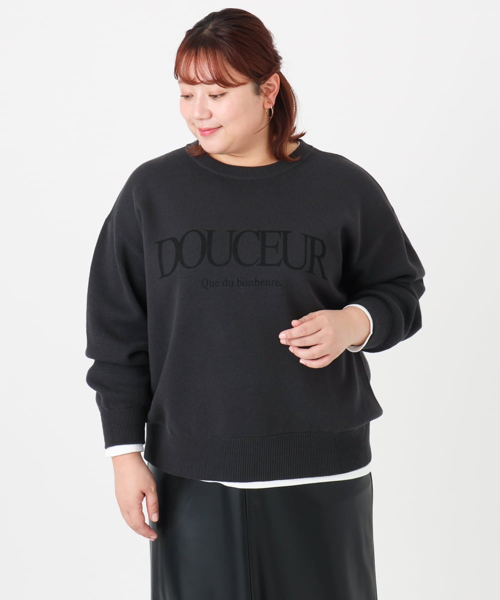 OLFBD22089 eur3(エウルキューブ) 【WEB先行販売】【大きいサイズ】ロゴスウェットライクニット ダークグレー(93)