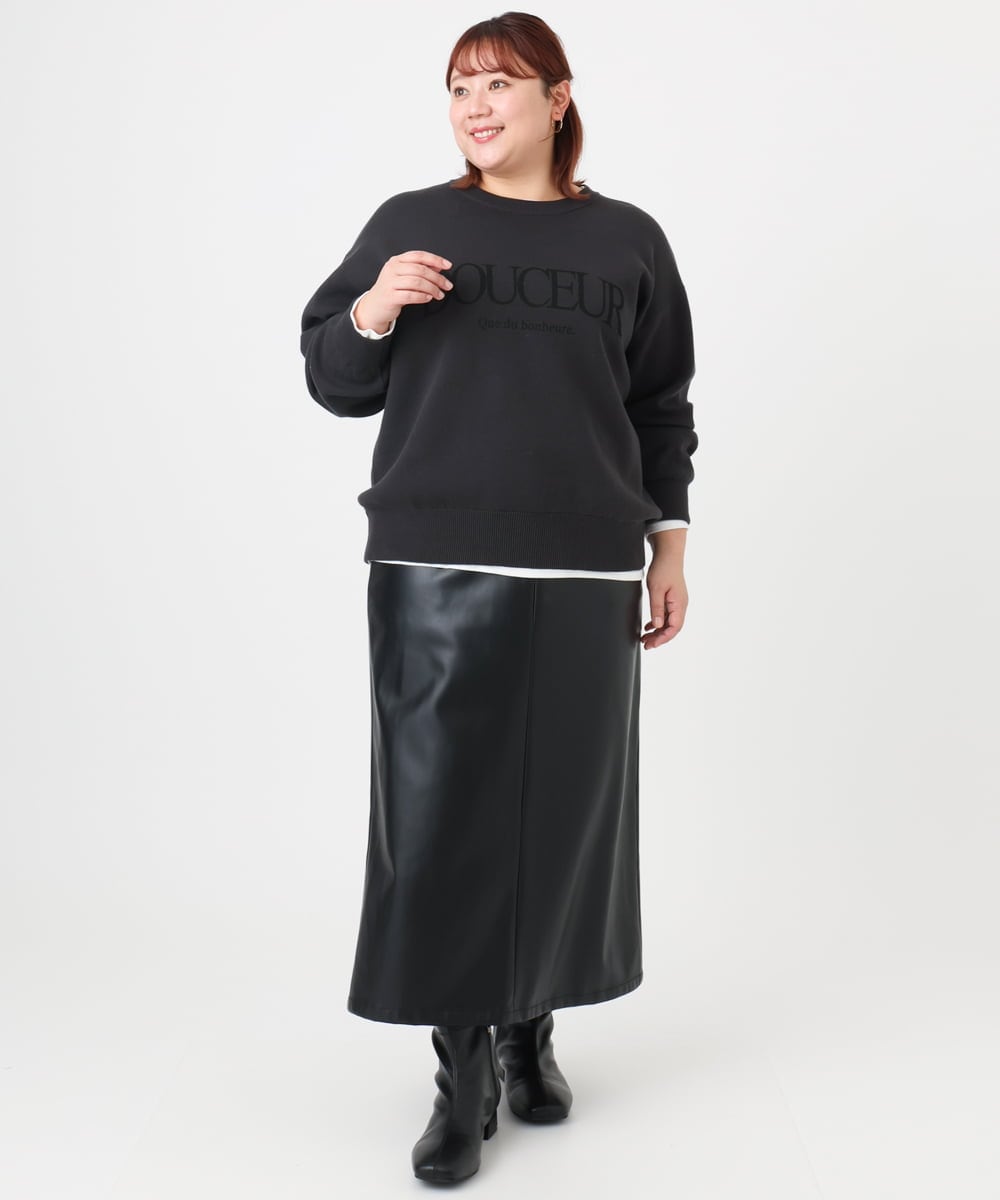 OLFBD22089 eur3(エウルキューブ) 【WEB先行販売】【大きいサイズ】ロゴスウェットライクニット ダークグレー(93)