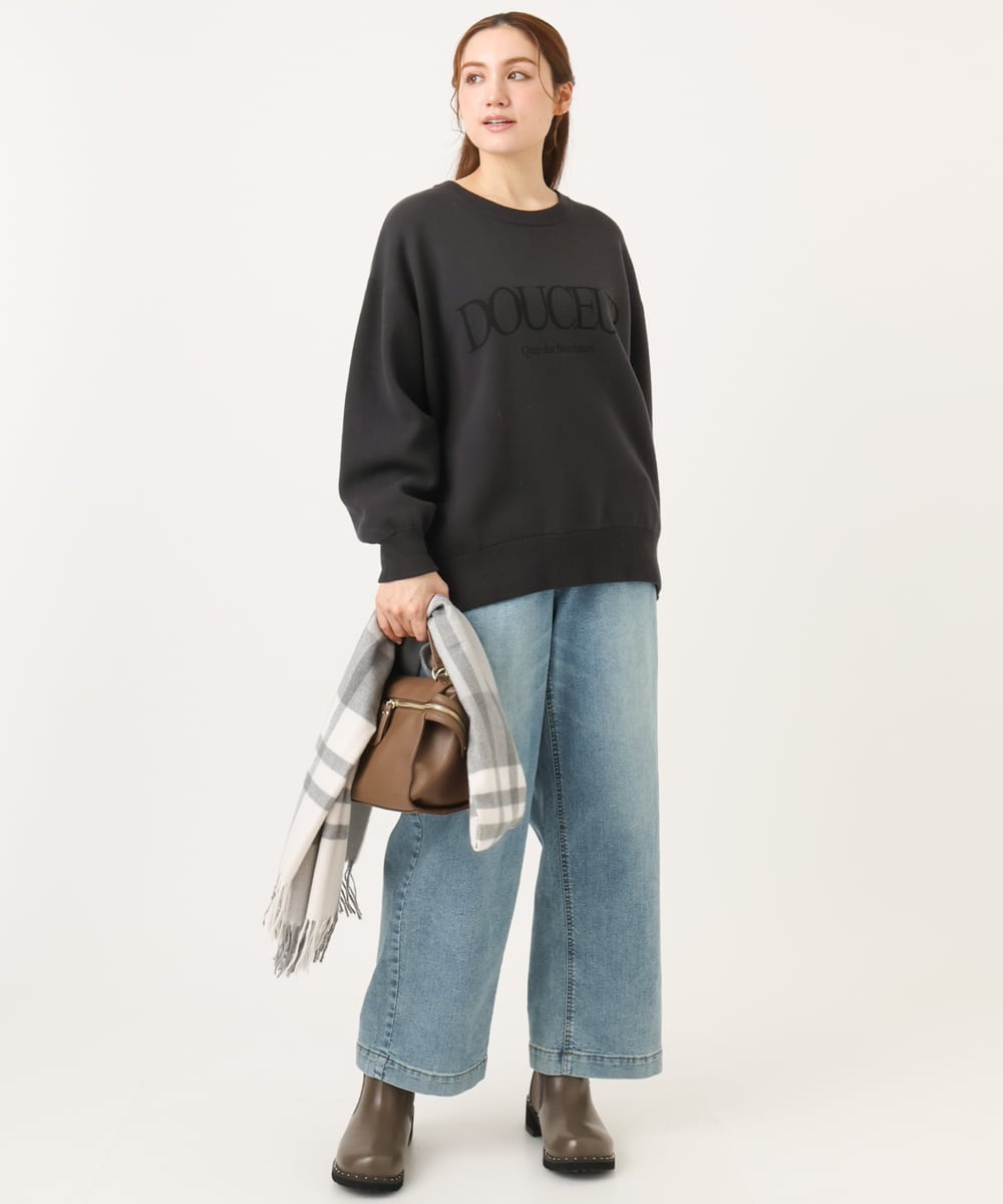 OLFBD22089 eur3(エウルキューブ) 【大きいサイズ】ロゴスウェットライクニット ダークグレー(93)