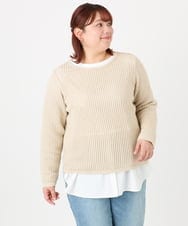 OLFBD90089 eur3(エウルキューブ) 【大きいサイズ】メッシュプルオーバーニット ベージュ(82)