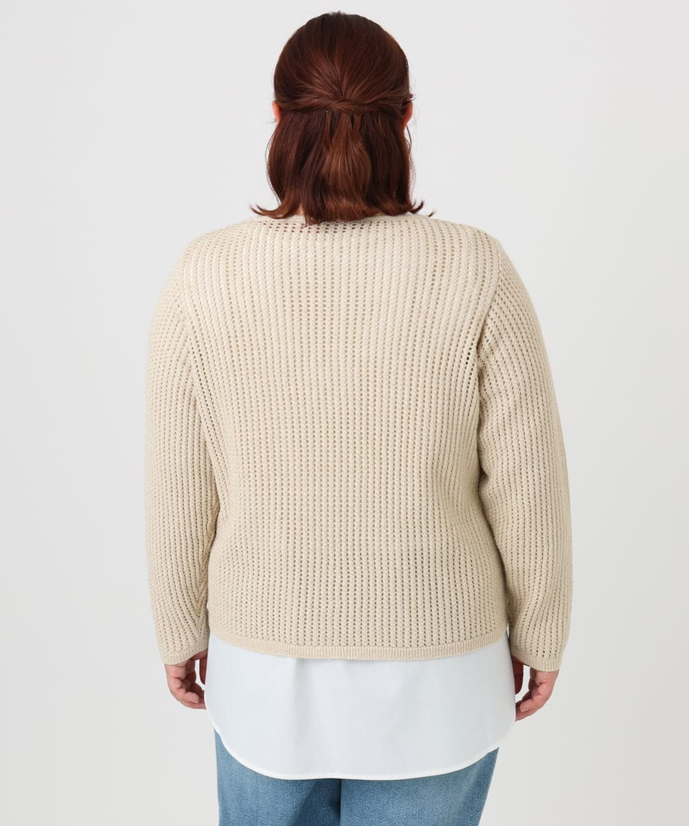 OLFBD90089 eur3(エウルキューブ) 【大きいサイズ】メッシュプルオーバーニット ベージュ(82)