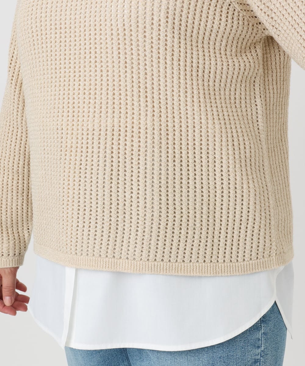 OLFBD90089 eur3(エウルキューブ) 【大きいサイズ】メッシュプルオーバーニット ベージュ(82)