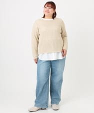 OLFBD90089 eur3(エウルキューブ) 【大きいサイズ】メッシュプルオーバーニット ベージュ(82)