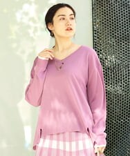 OLFBS15080 eur3(エウルキューブ) 【大きいサイズ】Vネックアクリルジャガードニット ピンク(03)