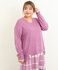 OLFBS15080 eur3(エウルキューブ) 【大きいサイズ】Vネックアクリルジャガードニット ピンク(03)