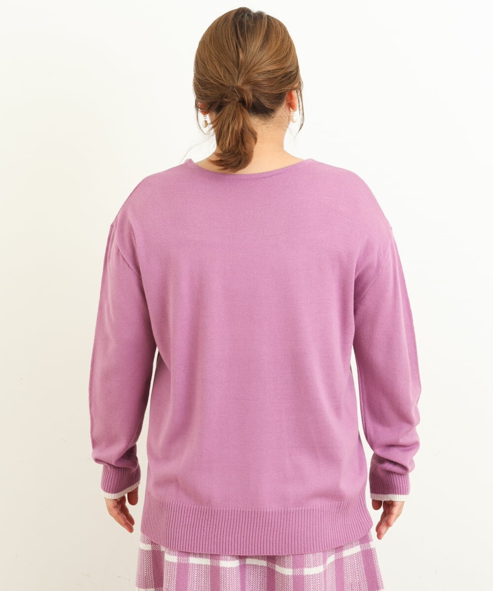 OLFBS15080 eur3(エウルキューブ) 【大きいサイズ】Vネックアクリルジャガードニット ピンク(03)