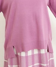 OLFBS15080 eur3(エウルキューブ) 【大きいサイズ】Vネックアクリルジャガードニット ピンク(03)