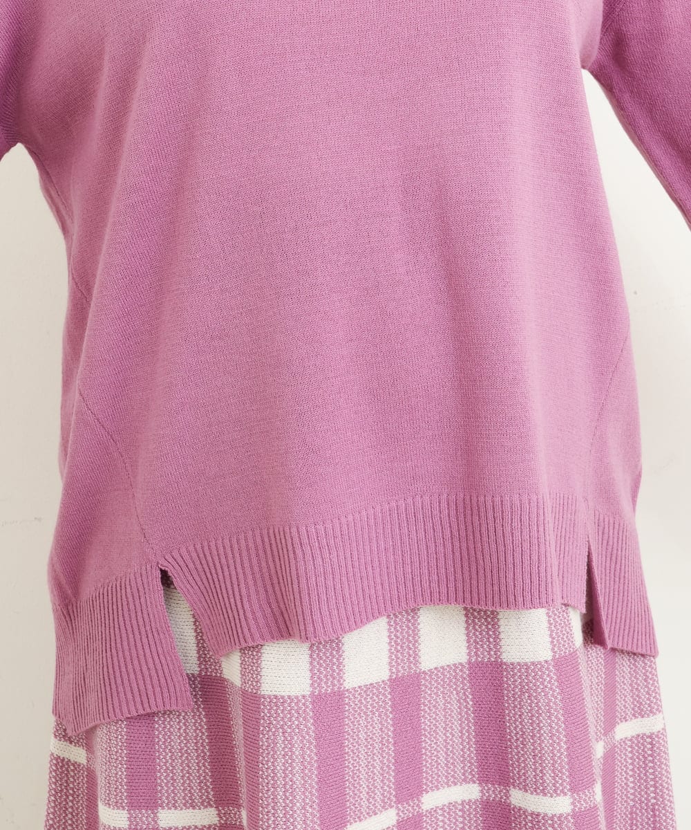 OLFBS15080 eur3(エウルキューブ) 【大きいサイズ】Vネックアクリルジャガードニット ピンク(03)