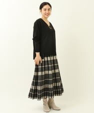 OLFBS15080 eur3(エウルキューブ) 【大きいサイズ】Vネックアクリルジャガードニット ブラック(94)