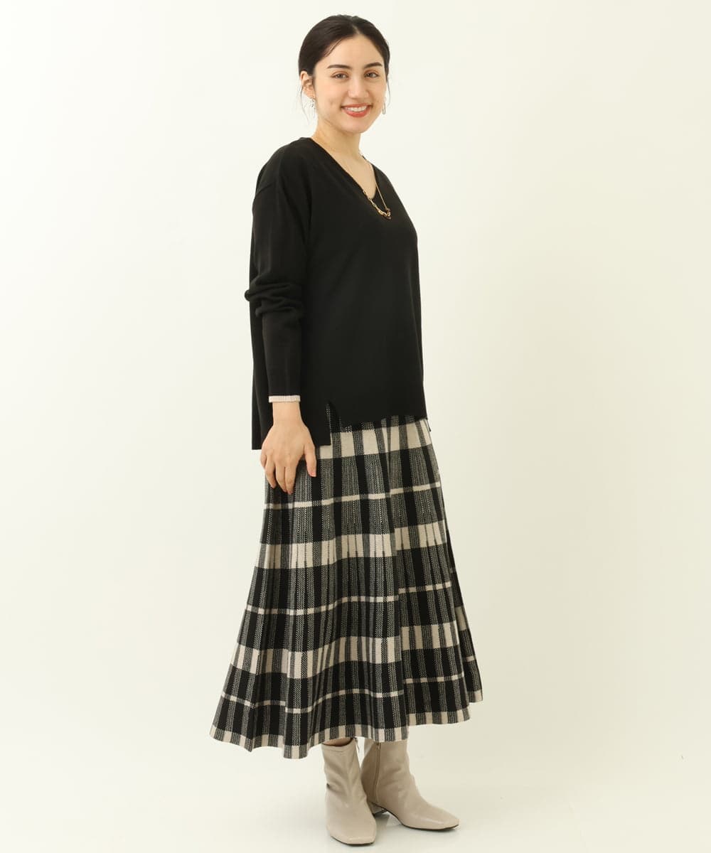 OLFBS15080 eur3(エウルキューブ) 【大きいサイズ】Vネックアクリルジャガードニット ブラック(94)