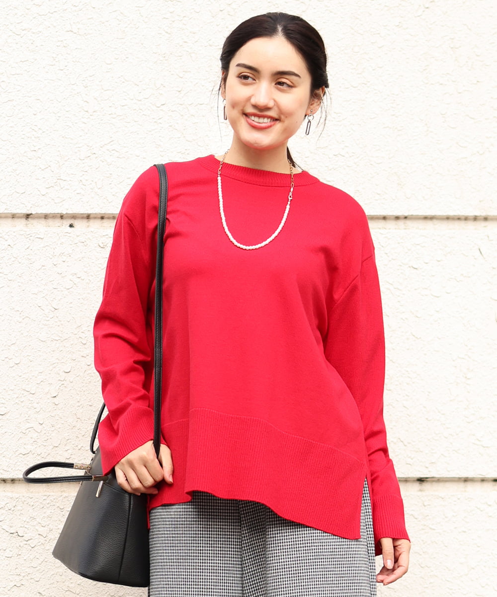 OLFBS17080 eur3(エウルキューブ) 【大きいサイズ】バスクボーダーニット レッド(05)