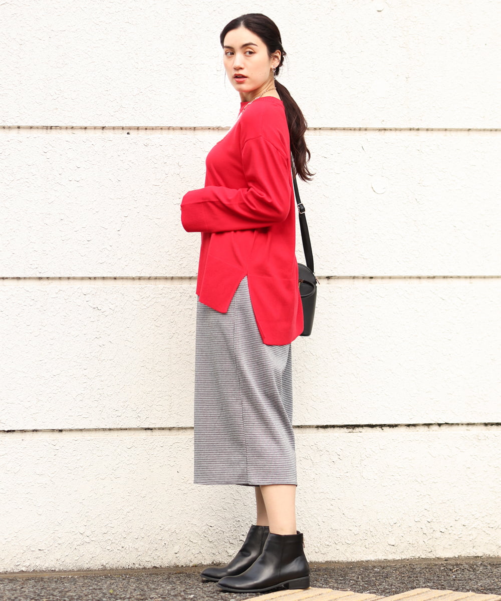 OLFBS17080 eur3(エウルキューブ) 【大きいサイズ】バスクボーダーニット レッド(05)