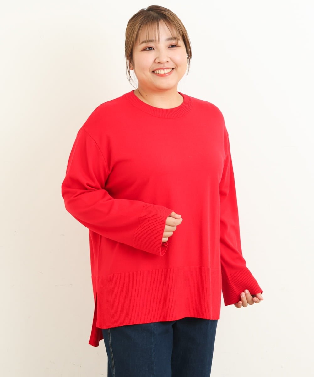 OLFBS17080 eur3(エウルキューブ) 【大きいサイズ】バスクボーダーニット レッド(05)