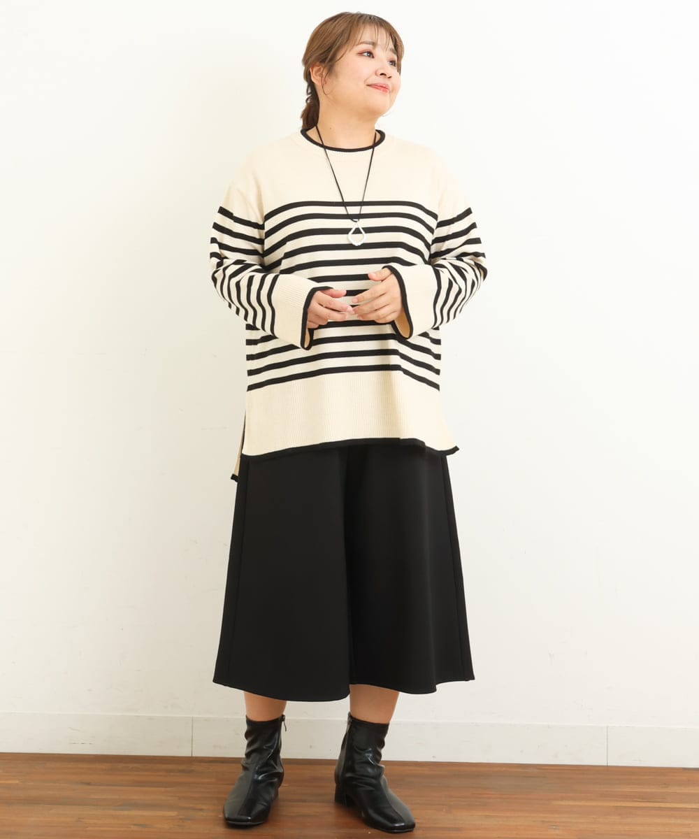 OLFBS17080 eur3(エウルキューブ) 【大きいサイズ】バスクボーダーニット アイボリー(80)