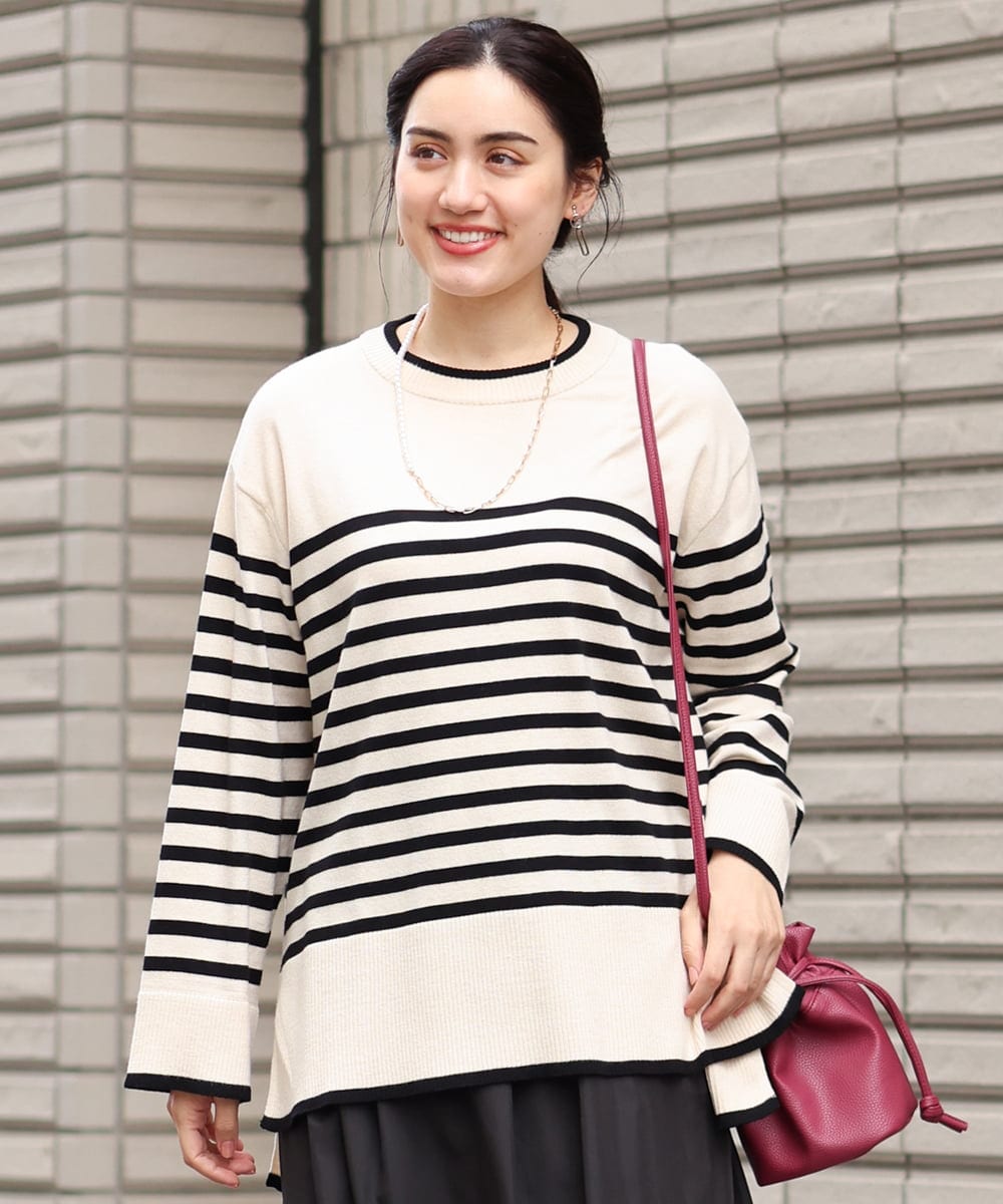 OLFBS17080 eur3(エウルキューブ) 【大きいサイズ】バスクボーダーニット アイボリー(80)