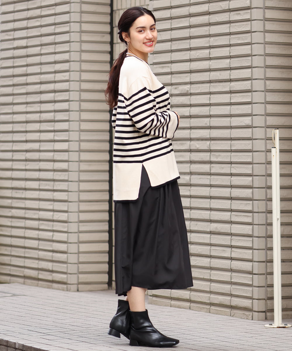 OLFBS17080 eur3(エウルキューブ) 【大きいサイズ】バスクボーダーニット アイボリー(80)