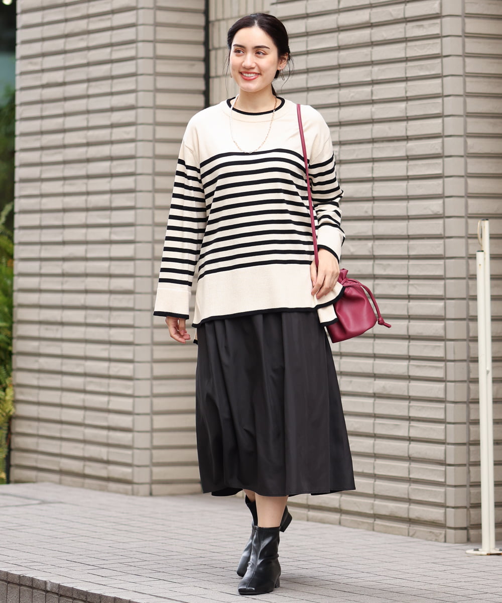 OLFBS17080 eur3(エウルキューブ) 【大きいサイズ】バスクボーダーニット アイボリー(80)