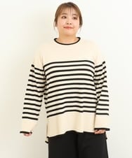 OLFBS17080 eur3(エウルキューブ) 【大きいサイズ】バスクボーダーニット アイボリー(80)