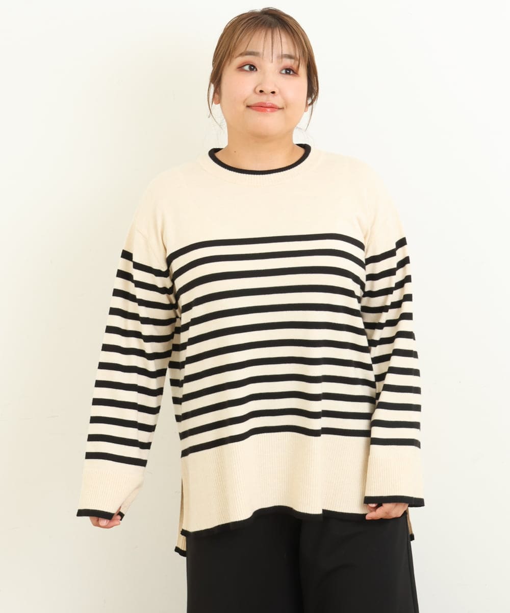 OLFBS17080 eur3(エウルキューブ) 【大きいサイズ】バスクボーダーニット アイボリー(80)
