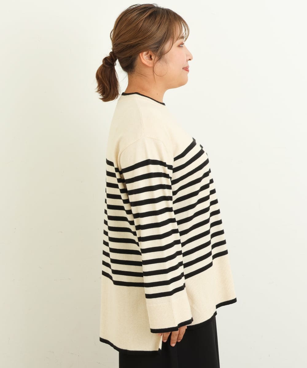 OLFBS17080 eur3(エウルキューブ) 【大きいサイズ】バスクボーダーニット アイボリー(80)