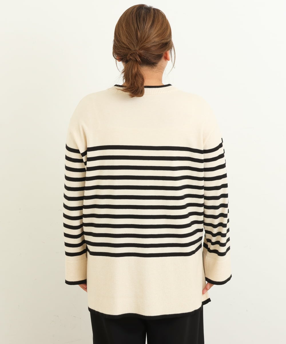 OLFBS17080 eur3(エウルキューブ) 【大きいサイズ】バスクボーダーニット アイボリー(80)