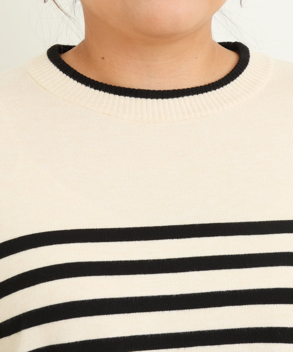 OLFBS17080 eur3(エウルキューブ) 【大きいサイズ】バスクボーダーニット アイボリー(80)