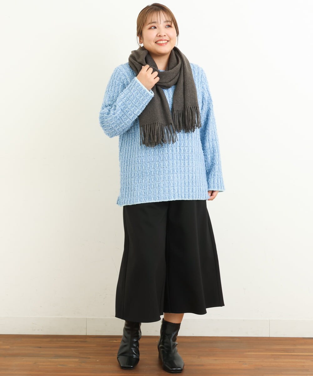 OLFBS19080 eur3(エウルキューブ) 【大きいサイズ】ツイードニット ブルー(55)