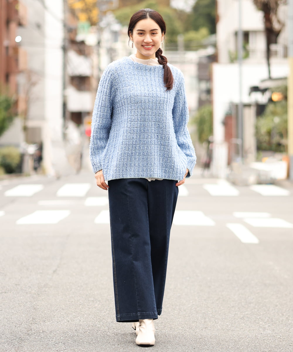 OLFBS19080 eur3(エウルキューブ) 【大きいサイズ】ツイードニット ブルー(55)