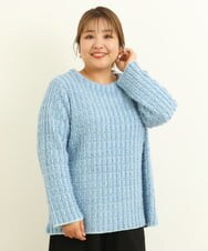 OLFBS19080 eur3(エウルキューブ) 【大きいサイズ】ツイードニット ブルー(55)