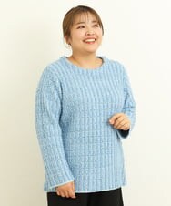 OLFBS19080 eur3(エウルキューブ) 【大きいサイズ】ツイードニット ブルー(55)