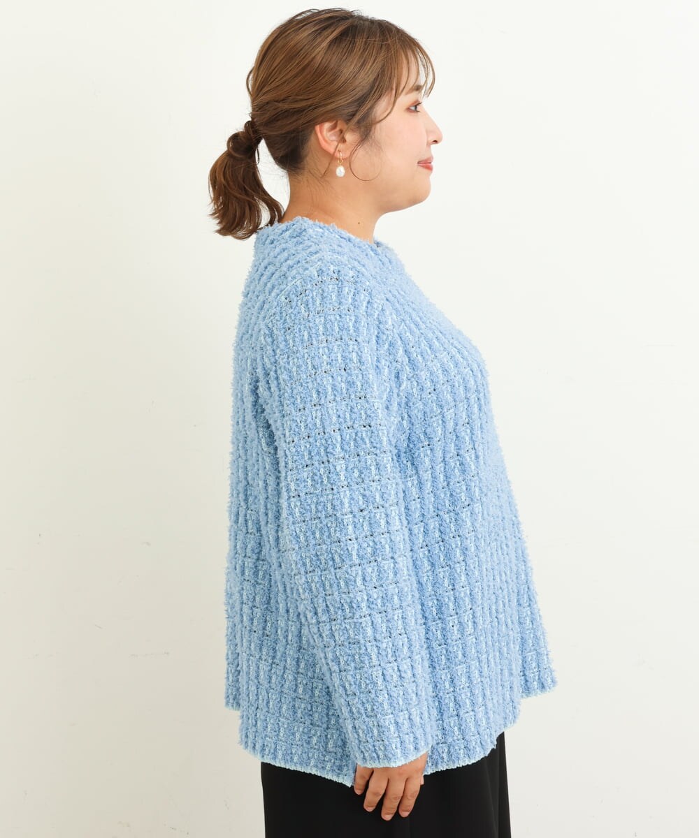 OLFBS19080 eur3(エウルキューブ) 【大きいサイズ】ツイードニット ブルー(55)