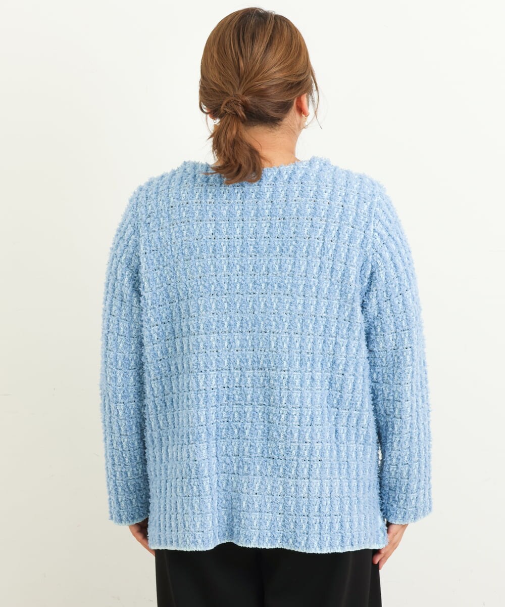 OLFBS19080 eur3(エウルキューブ) 【大きいサイズ】ツイードニット ブルー(55)