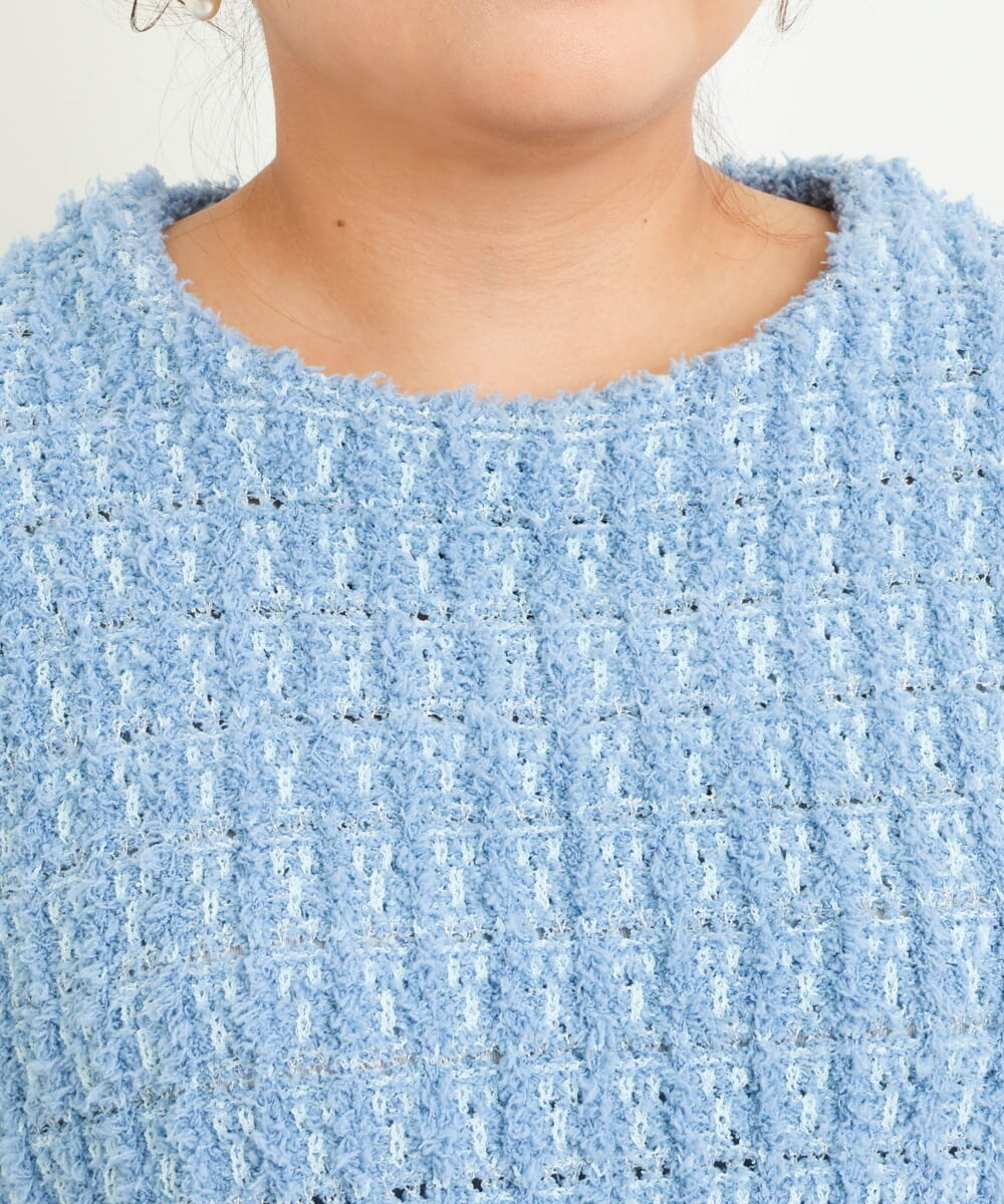 OLFBS19080 eur3(エウルキューブ) 【大きいサイズ】ツイードニット ブルー(55)
