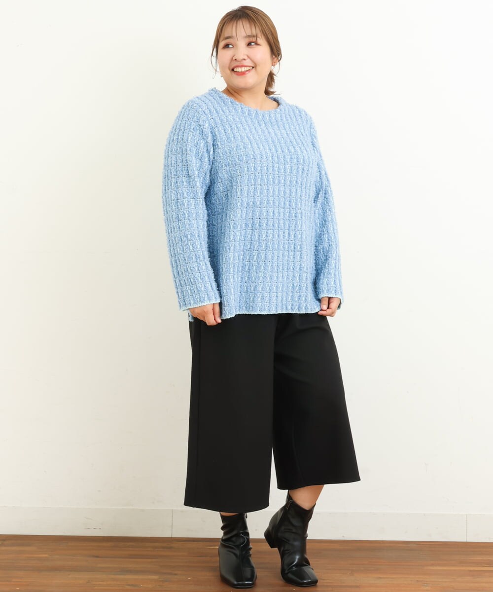 OLFBS19080 eur3(エウルキューブ) 【大きいサイズ】ツイードニット ブルー(55)